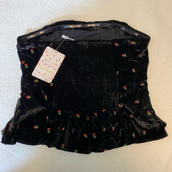 New Free People Rosie Embroidered Floral Strapless Bustier Velvet - Picture 4 of 5